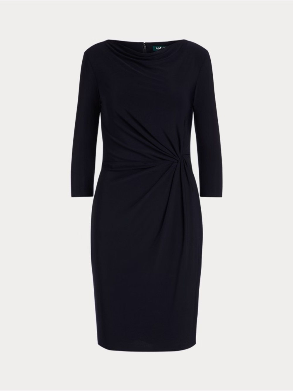 Lauren Ralph Lauren Navy Blue Long-Sleeve Twist-Side Sheath Dress